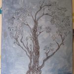 arbre coeur sur font peint