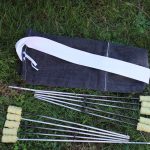 éventail feu après réparation et reméchage - fermé - et sac de rengement a coté